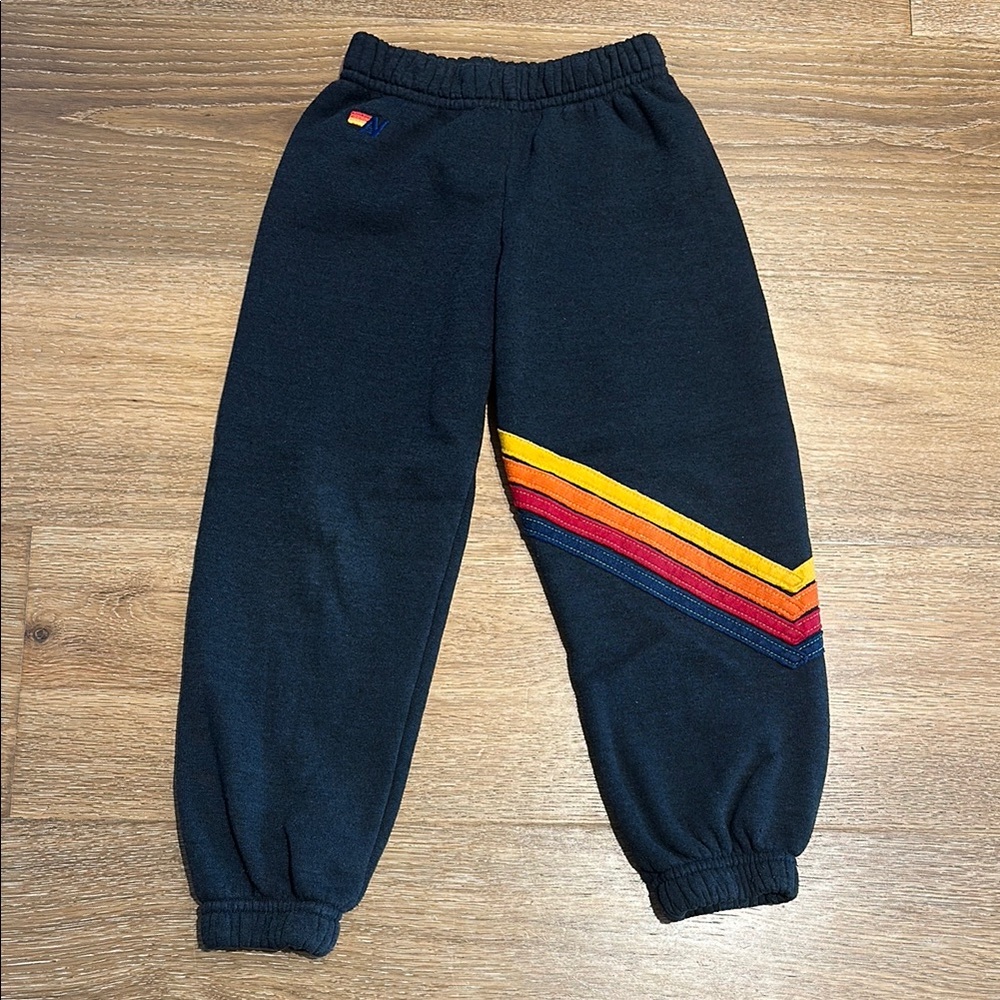 Aviator Nation Size 4 Navy Sweats with Rainbow Stripe